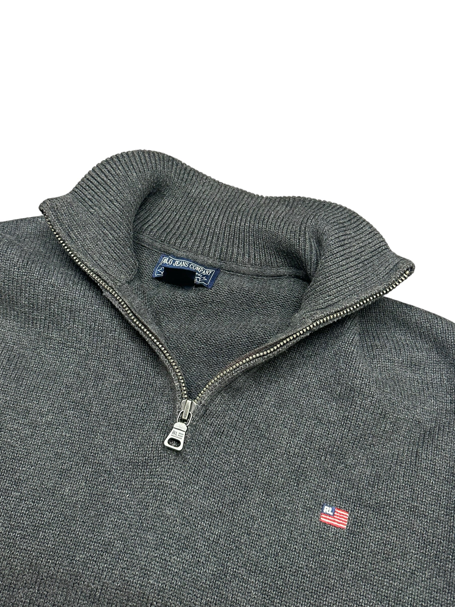 Polo Jeans Co. Ralph Lauren Vintage USA Flag 1/4 Quarter Zip Up (L)