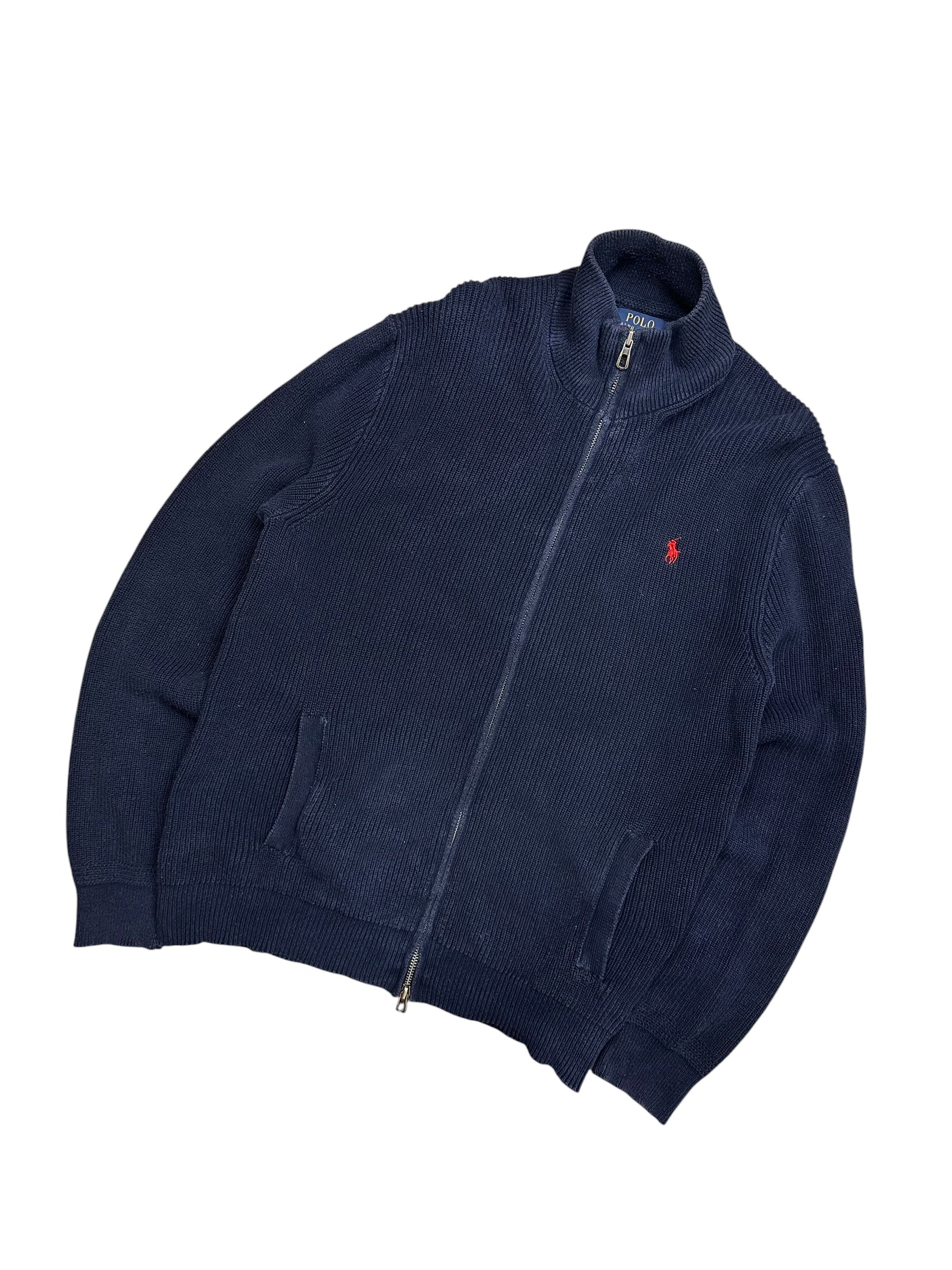 Polo Ralph Lauren Navy Full Zip Knit Pulover (M)