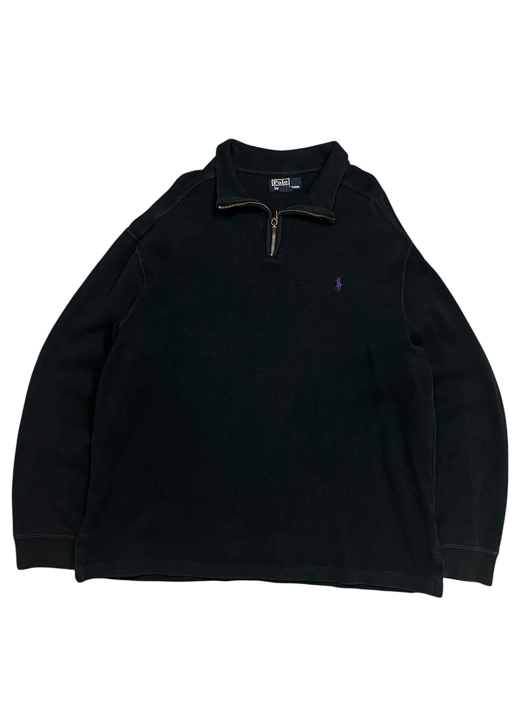 Polo Ralph Lauren Vintage Black Quarter Zip Pulover (XL)