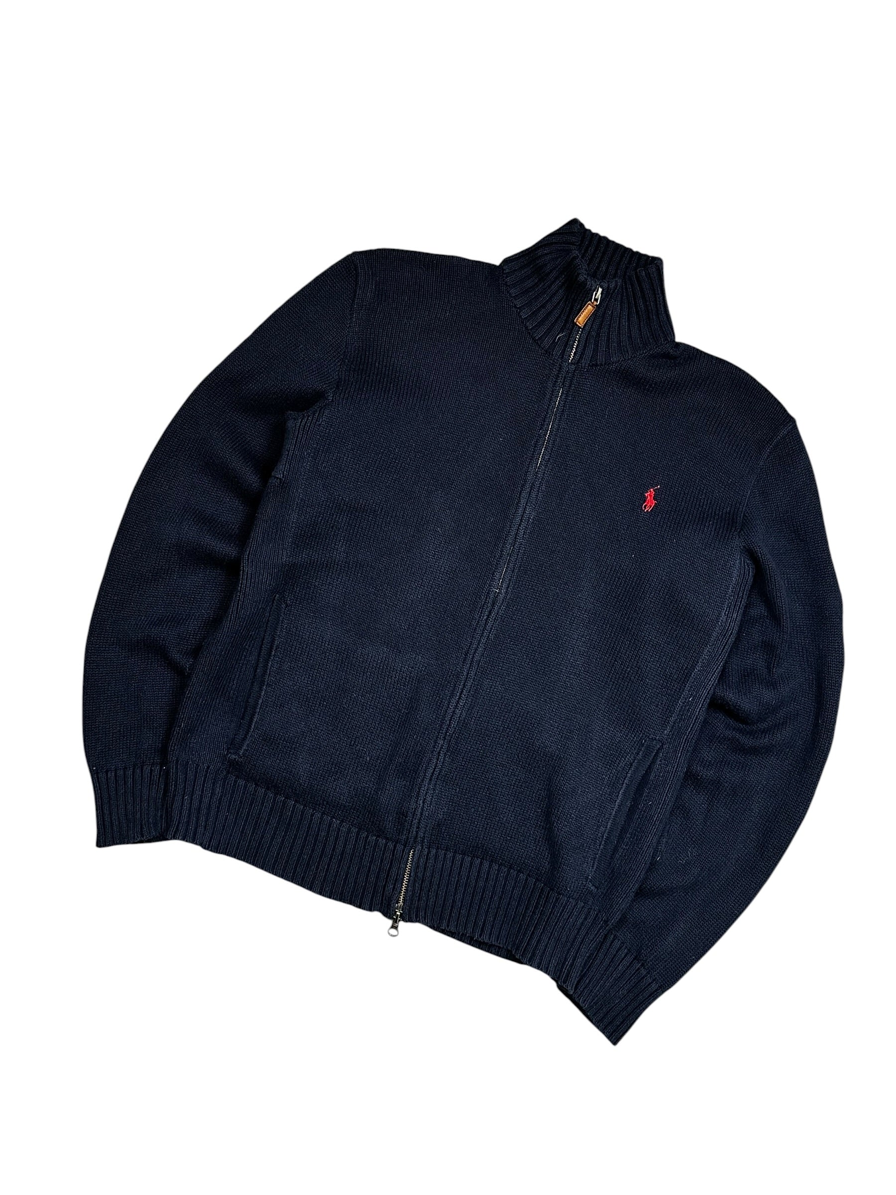 Polo Ralph Lauren Navy Full Zip Knit Pulover (M)