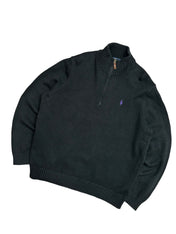 Polo Ralph Lauren Black Full Zip Knit Pulover (XL)