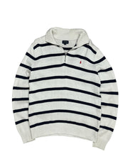 Polo Ralph Lauren Striped 1/4 Quarter Zip Knit Pulover (M)