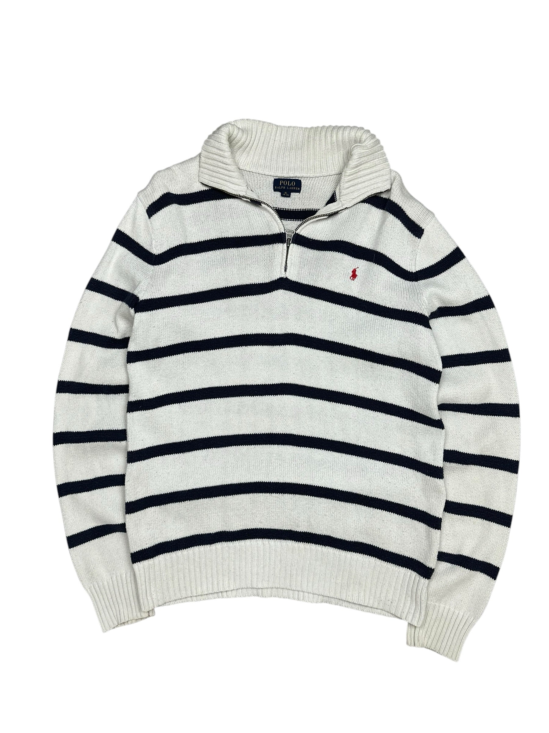 Polo Ralph Lauren Striped 1/4 Quarter Zip Knit Pulover (M)