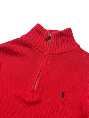 Polo Ralph Lauren Red Knitted Half Zip (Women S - Men XXS)