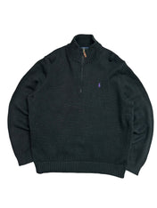 Polo Ralph Lauren Black Full Zip Knit Pulover (XL)