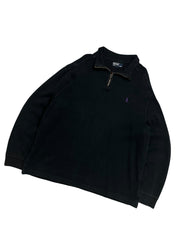 Polo Ralph Lauren Vintage Black Quarter Zip Pulover (XL)