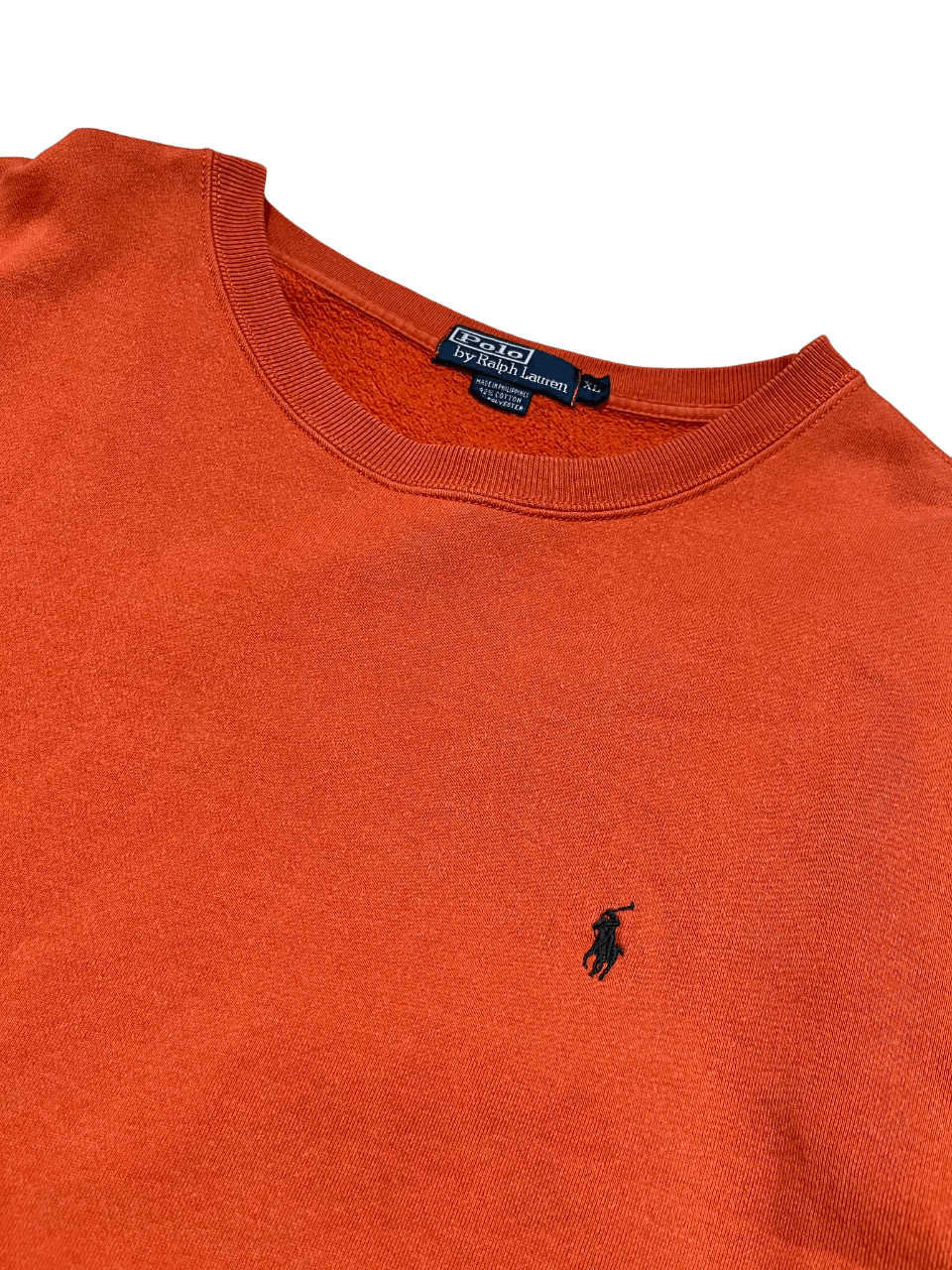 Narancssárga Ralph Lauren streetwear pulóver hímzett logóval, vintage stílus
