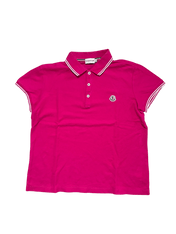 Női pink Moncler galléros póló, rövid ujjú, vintage streetwear stílus