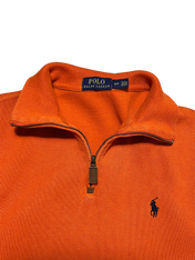 Narancssárga Ralph Lauren félcipzáros pulóver, vintage streetwear stílusban