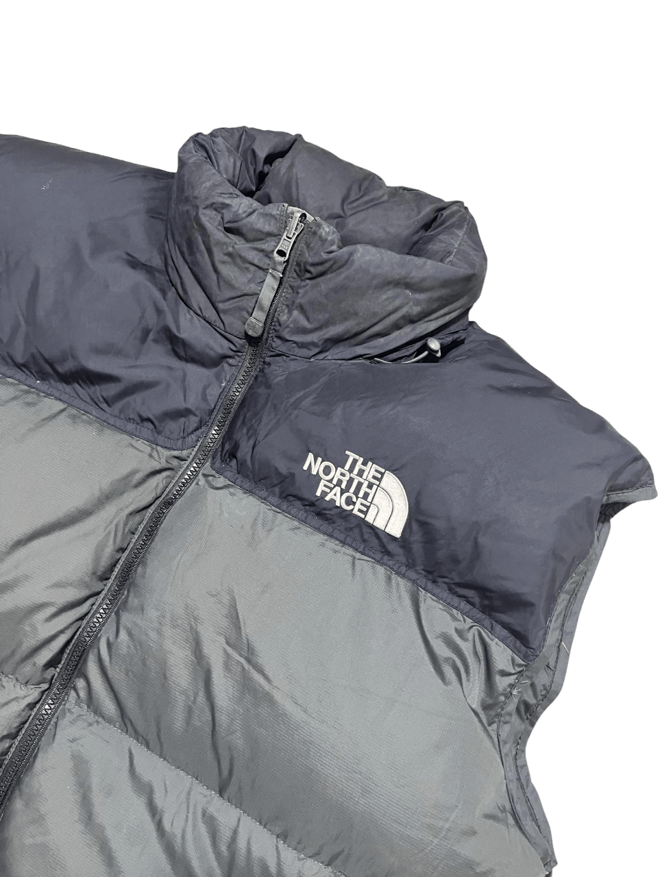 Szürke The North Face vintage steppelt mellény férfi streetwear, cipzáros, logóval.