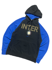 Fekete és kék Inter Nike kapucnis pulóver vintage streetwear stílusban