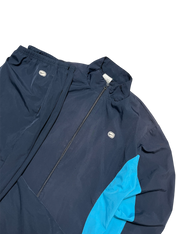 Sötétkék és világoskék vintage streetwear sport szett cipzárral, retro stílusban