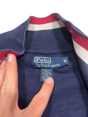Ralph Lauren Polo galléros pulóver címke, kék-piros-fehér sztreccs gallérral
