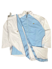 Világoskék-fehér vintage Nike melegítő szett, cipzáros felsővel és nadrággal, logóval
