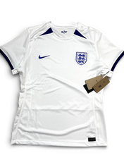 Fehér Anglia focimez Nike logóval és kék címerekkel, vintage streetwear stílus