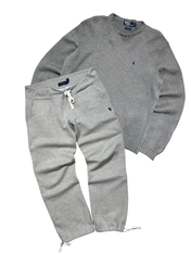 Szürke vintage streetwear pulóver és melegítőnadrág, Ralph Lauren logóval