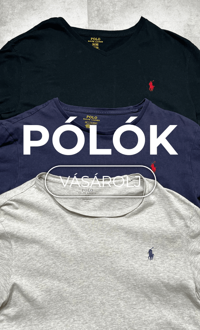 Három Ralph Lauren férfi póló fekete, sötétkék és szürke színben, logóval, streetwear stílusban.