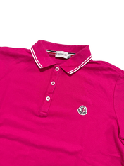Pink Moncler galléros póló hímzett logóval, vintage streetwear stílus