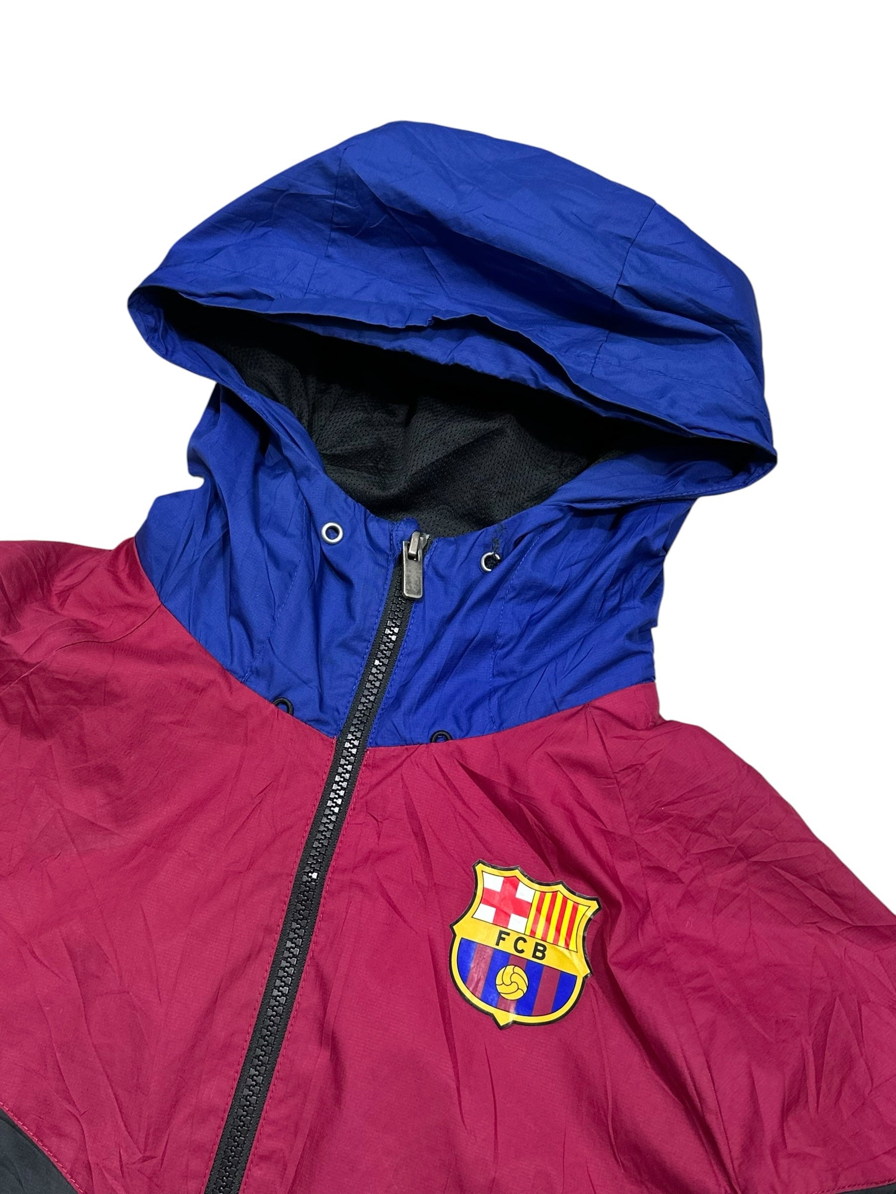 Candy Streetwear FC Barcelona gránátvörös-kék cipzáras kapucnis széldzseki klubcímerrel