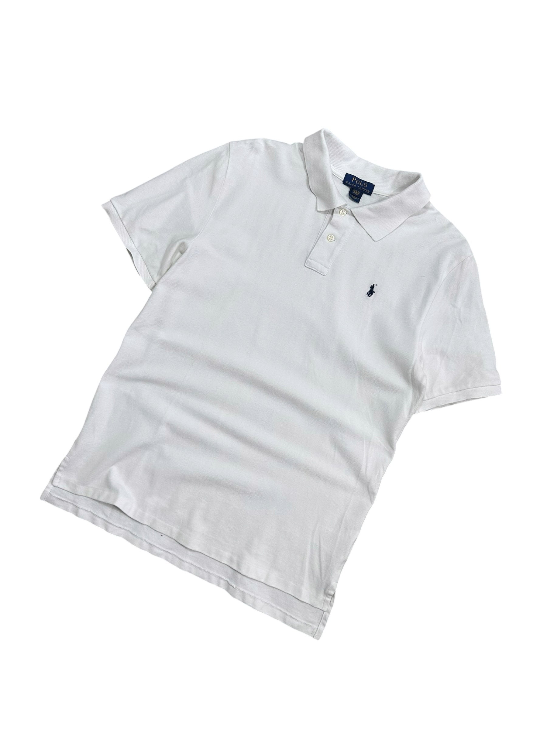 Candy Streetwear fehér Polo Ralph Lauren férfi pólóing gallérral és sötét hímzett logóval