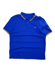 Candy Streetwear élénk kék Fred Perry férfi pólóing sárga csíkos gallérral és hímzett babérkoszorú logóval