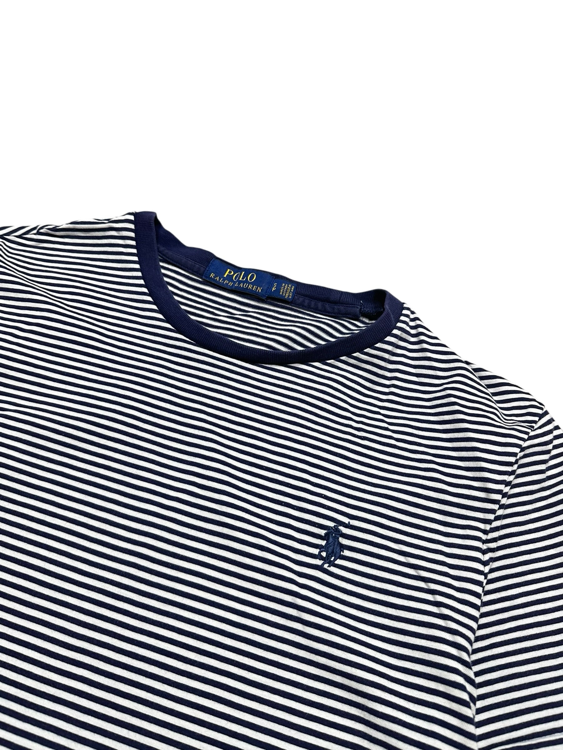 Candy Streetwear Polo Ralph Lauren sötétkék-fehér csíkos pamut férfi póló hímzett logóval