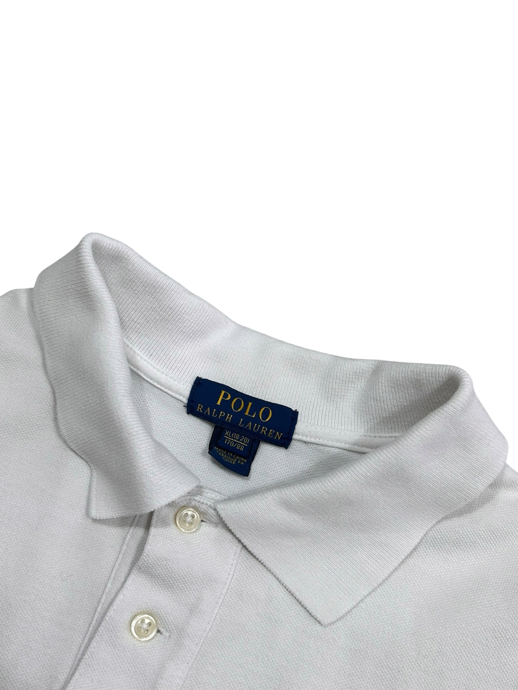 Candy Streetwear fehér Polo Ralph Lauren férfi galléros póló, klasszikus pamut anyagból, részletgazdag nyakkivágással