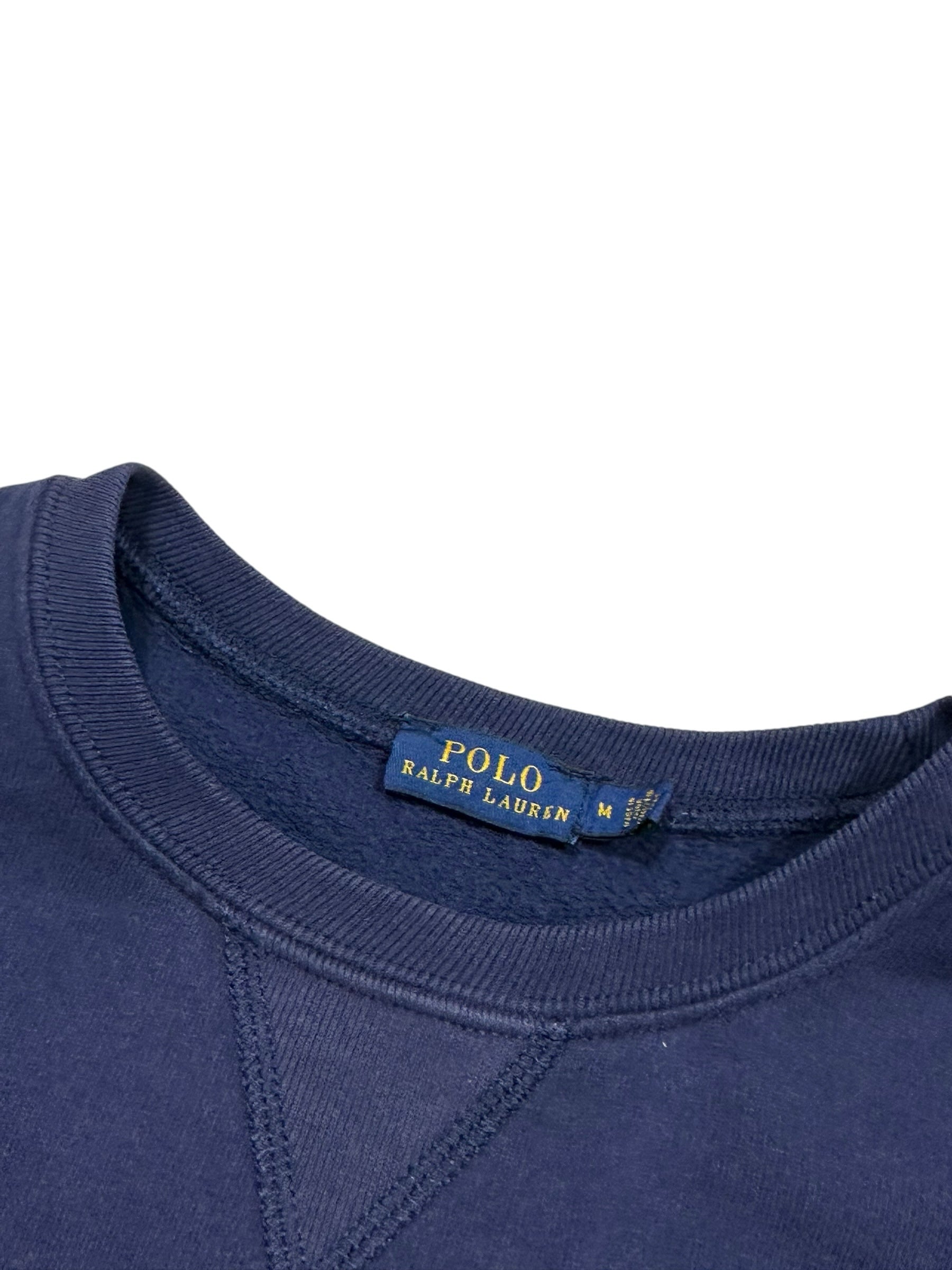 Candy Streetwear sötétkék Polo Ralph Lauren pamut pulóver kerek nyakkivágással és márkajelzett címkével