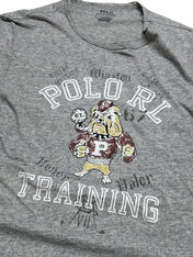 Candy Streetwear szürke Polo Ralph Lauren férfi póló bulldogos grafikával és Polo RL Training felirattal