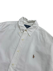 Candy Streetwear fehér Ralph Lauren hosszú ujjú pamuting gombos gallérral és hímzett lovas logóval