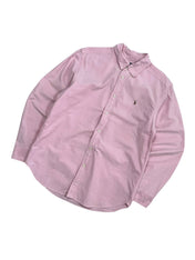 Candy Streetwear halványrózsaszín, hosszú ujjú, gombos gallérú Ralph Lauren férfi ing hímzett logóval