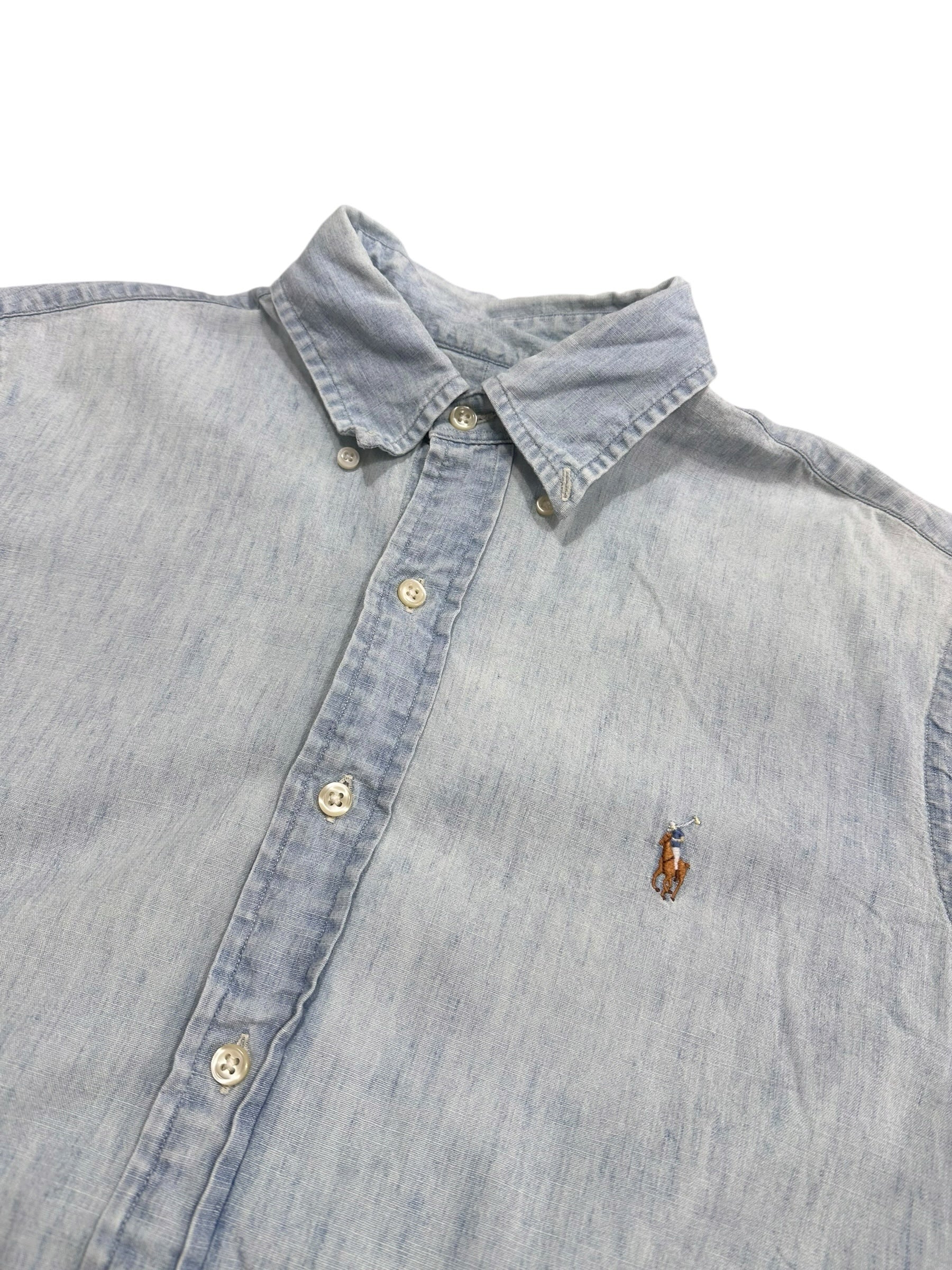 Candy Streetwear világoskék Ralph Lauren farmering gombos gallérral és hímzett logóval