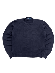 Fekete vintage Polo Ralph Lauren kötött streetwear pulóver, kerek nyakkivágással.